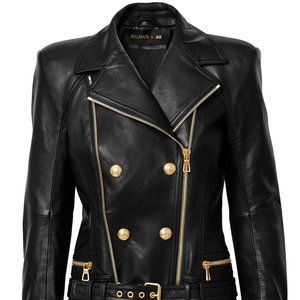 BALMAIN X H&M US2 Women's Leather Biker Jacket NWT